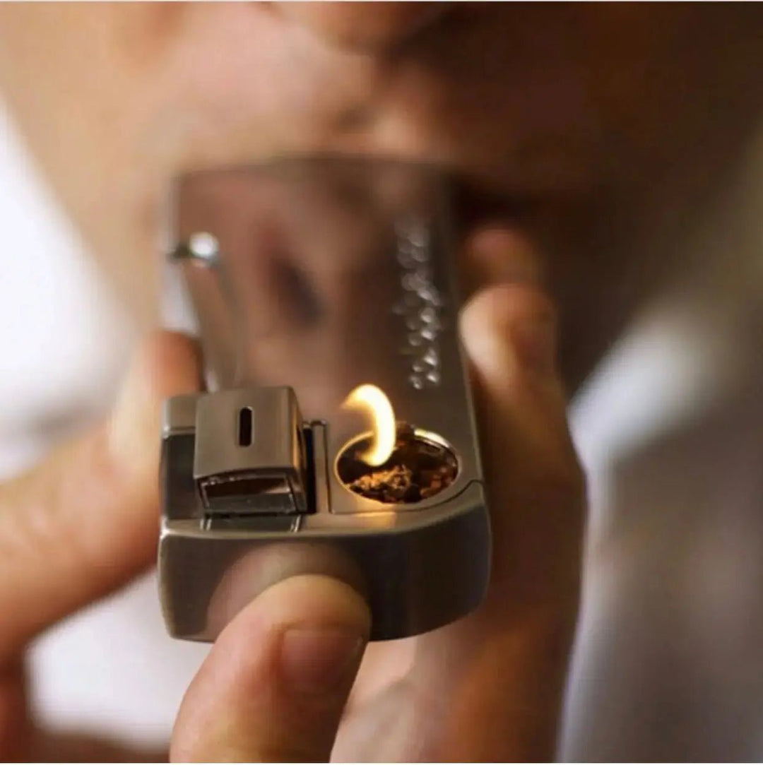 Solopipe self-lighting smoking pipe with built-in lighter and glass bowl