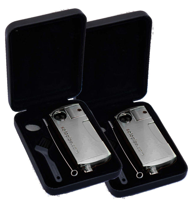 2 Pack The Original Refillable SoloPipe® Self Lighting Pipe - Classic Chrome - solopipe