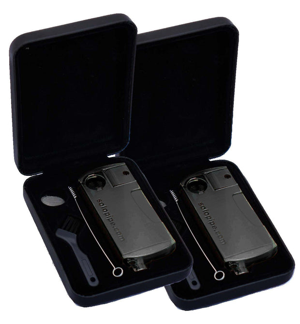 2 Pack The Original Refillable SoloPipe® Self Lighting Pipe - Luxuriant Gunmetal - solopipe