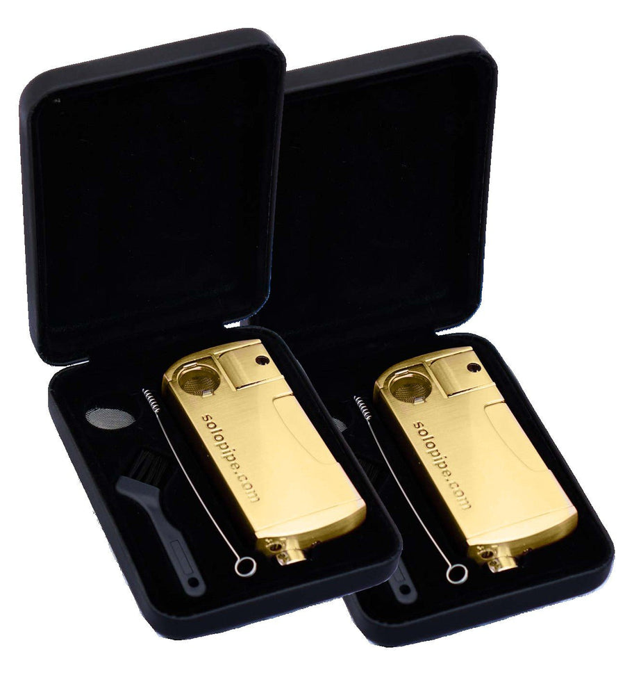 2 Pack The Original Refillable SoloPipe® Self Lighting Pipe - Opulent Gold - solopipe